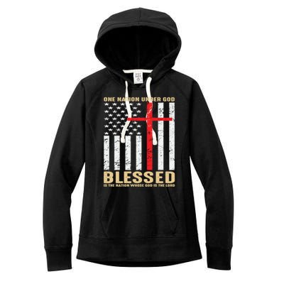 American Flag Gift One Nation Under God Great Gift Women's Fleece Hoodie