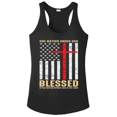 American Flag Gift One Nation Under God Great Gift Ladies PosiCharge Competitor Racerback Tank