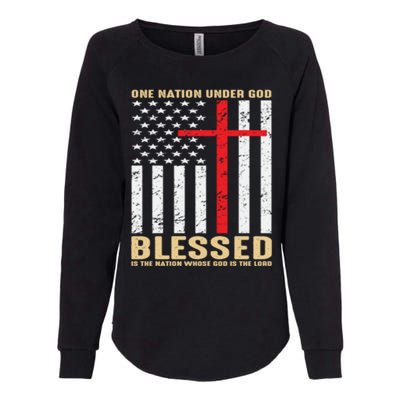 American Flag Gift One Nation Under God Great Gift Womens California Wash Sweatshirt