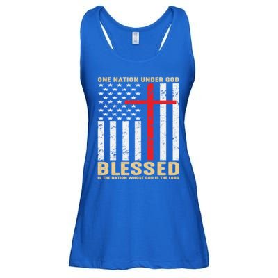 American Flag Gift One Nation Under God Great Gift Ladies Essential Flowy Tank