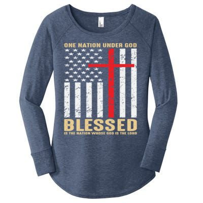 American Flag Gift One Nation Under God Great Gift Women's Perfect Tri Tunic Long Sleeve Shirt