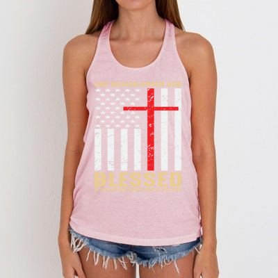 American Flag Gift One Nation Under God Great Gift Women's Knotted Racerback Tank