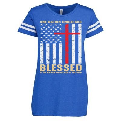 American Flag Gift One Nation Under God Great Gift Enza Ladies Jersey Football T-Shirt