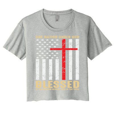 American Flag Gift One Nation Under God Great Gift Women's Crop Top Tee