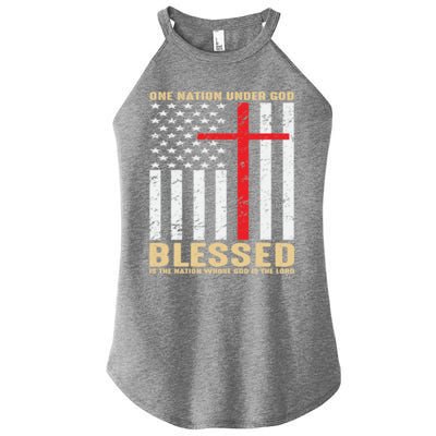 American Flag Gift One Nation Under God Great Gift Women's Perfect Tri Rocker Tank