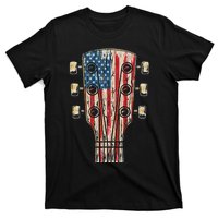 American Flag Guitar 4th Of July Guitarist Usa Country Music T-Shirt