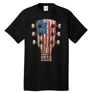 American Flag Guitar 4th Of July Guitarist Usa Country Music Tall T-Shirt