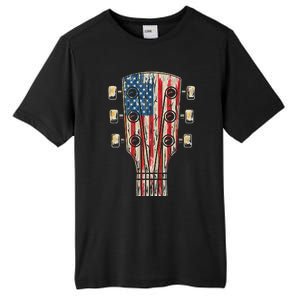 American Flag Guitar 4th Of July Guitarist Usa Country Music Tall Fusion ChromaSoft Performance T-Shirt