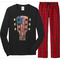 American Flag Guitar 4th Of July Guitarist Usa Country Music Long Sleeve Pajama Set