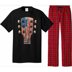 American Flag Guitar 4th Of July Guitarist Usa Country Music Pajama Set