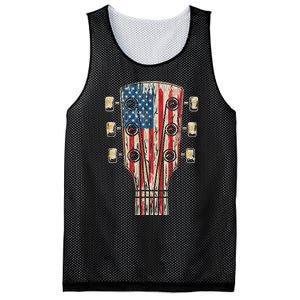 American Flag Guitar 4th Of July Guitarist Usa Country Music Mesh Reversible Basketball Jersey Tank