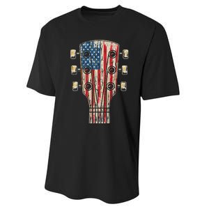 American Flag Guitar 4th Of July Guitarist Usa Country Music Performance Sprint T-Shirt