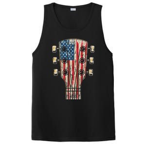 American Flag Guitar 4th Of July Guitarist Usa Country Music PosiCharge Competitor Tank