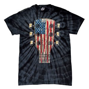 American Flag Guitar 4th Of July Guitarist Usa Country Music Tie-Dye T-Shirt