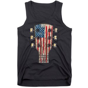 American Flag Guitar 4th Of July Guitarist Usa Country Music Tank Top