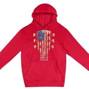 American Flag Guitar 4th Of July Guitarist Usa Country Music Premium Pullover Hoodie