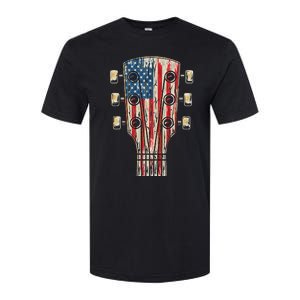 American Flag Guitar 4th Of July Guitarist Usa Country Music Softstyle CVC T-Shirt