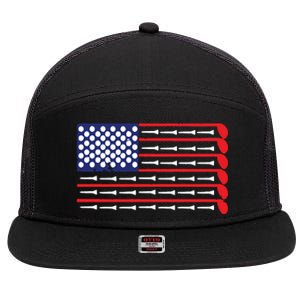 American Flag Golf 7 Panel Mesh Trucker Snapback Hat