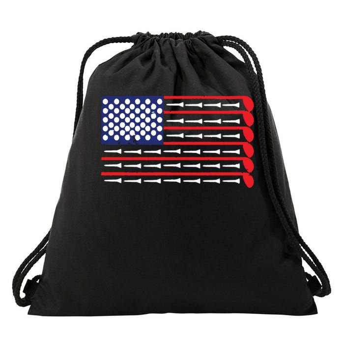 American Flag Golf Drawstring Bag