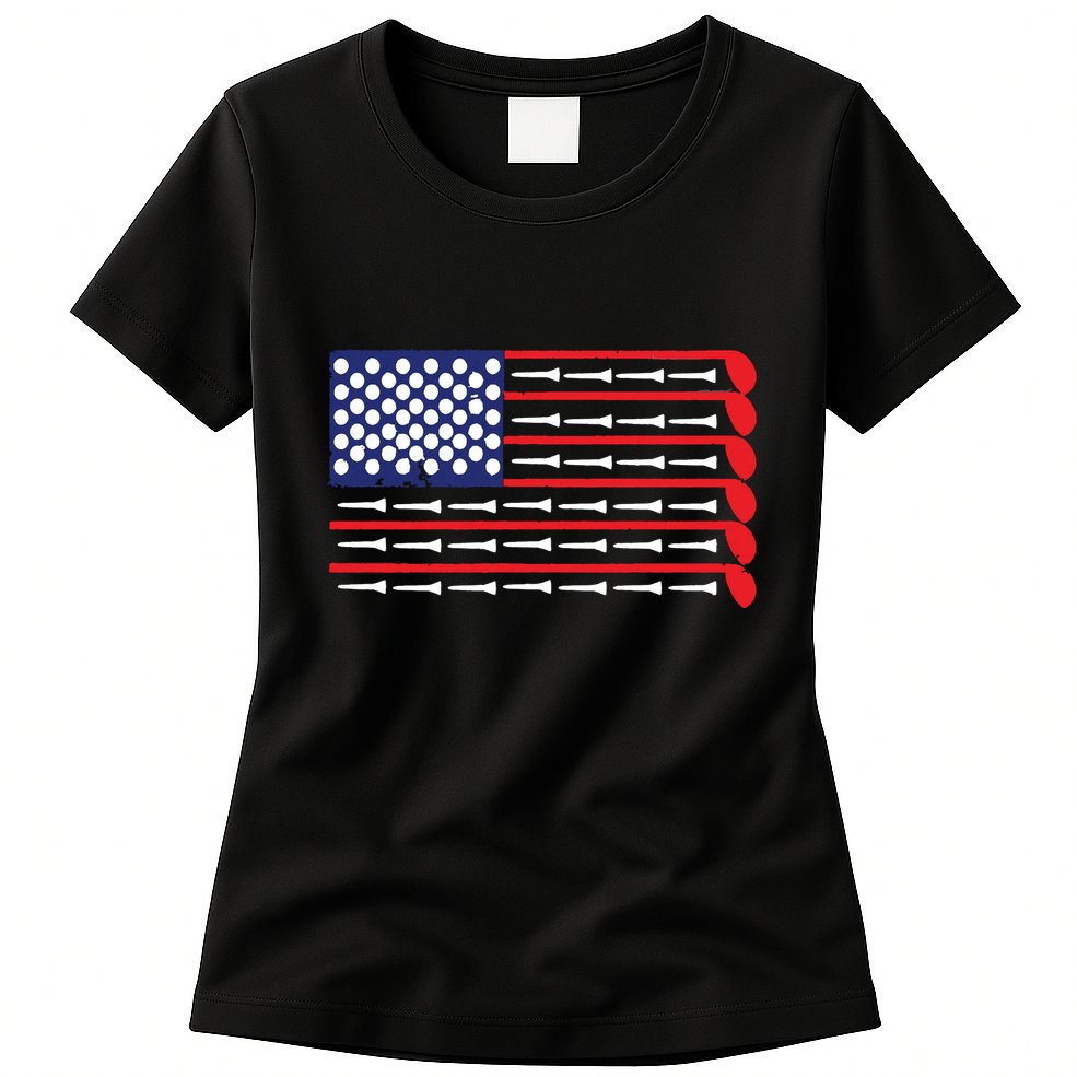 American Flag Golf Womens T-Shirt