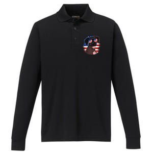 America Funny Gift Performance Long Sleeve Polo