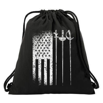 American Fencing Gear Patriotic Usa Flag Fencer 4th Of July Drawstring Bag