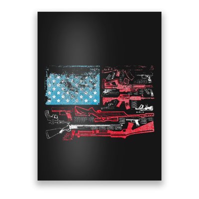 American Flag Guns Riffles Bullets Us Flag Weapon Ammo Lover Poster