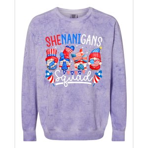 American Flag Gnomes 4th Of July Funny Shenanigans Squad Cute Gift Colorblast Crewneck Sweatshirt