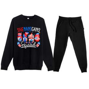 American Flag Gnomes 4th Of July Funny Shenanigans Squad Cute Gift Premium Crewneck Sweatsuit Set