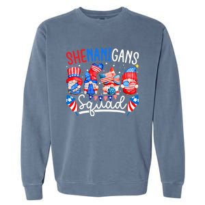 American Flag Gnomes 4th Of July Funny Shenanigans Squad Cute Gift Garment-Dyed Sweatshirt