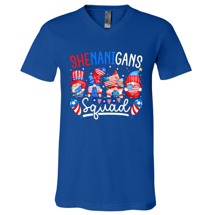 American Flag Gnomes 4th Of July Funny Shenanigans Squad Cute Gift V-Neck T-Shirt