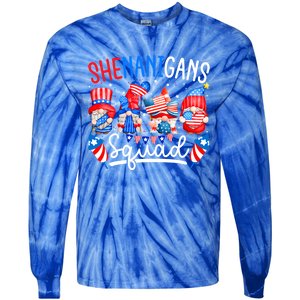 American Flag Gnomes 4th Of July Funny Shenanigans Squad Cute Gift Tie-Dye Long Sleeve Shirt