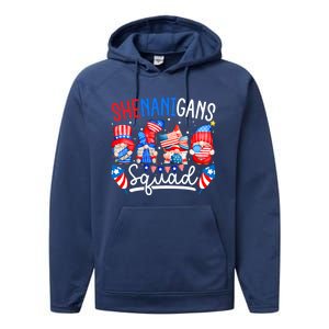 American Flag Gnomes 4th Of July Funny Shenanigans Squad Cute Gift Performance Fleece Hoodie