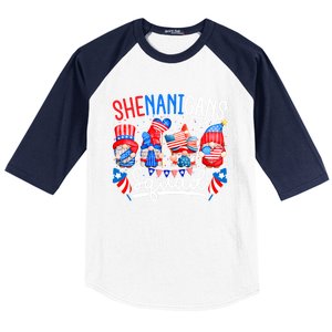 American Flag Gnomes 4th Of July Funny Shenanigans Squad Cute Gift Baseball Sleeve Shirt