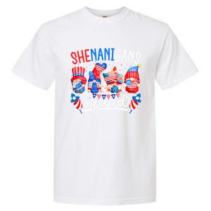 American Flag Gnomes 4th Of July Funny Shenanigans Squad Cute Gift Garment-Dyed Heavyweight T-Shirt