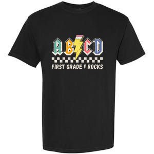 ABCD First Grade Rocks Pencil Lightning Teachers Rock Garment-Dyed Heavyweight T-Shirt