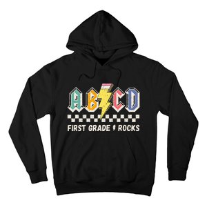 ABCD First Grade Rocks Pencil Lightning Teachers Rock Hoodie