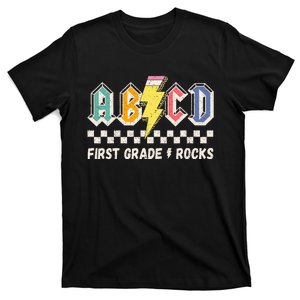 ABCD First Grade Rocks Pencil Lightning Teachers Rock T-Shirt