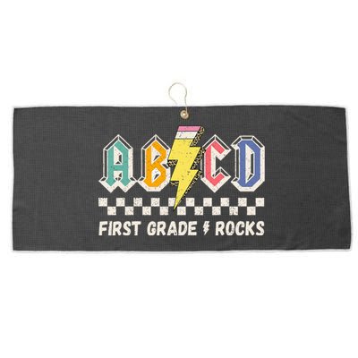 ABCD First Grade Rocks Pencil Lightning Teachers Rock Large Microfiber Waffle Golf Towel