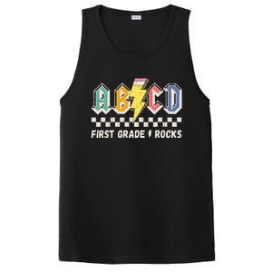 ABCD First Grade Rocks Pencil Lightning Teachers Rock PosiCharge Competitor Tank