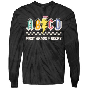 ABCD First Grade Rocks Pencil Lightning Teachers Rock Tie-Dye Long Sleeve Shirt