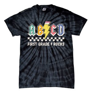 ABCD First Grade Rocks Pencil Lightning Teachers Rock Tie-Dye T-Shirt