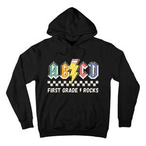 ABCD First Grade Rocks Pencil Lightning Teachers Rock Tall Hoodie