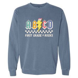 ABCD First Grade Rocks Pencil Lightning Teachers Rock Garment-Dyed Sweatshirt