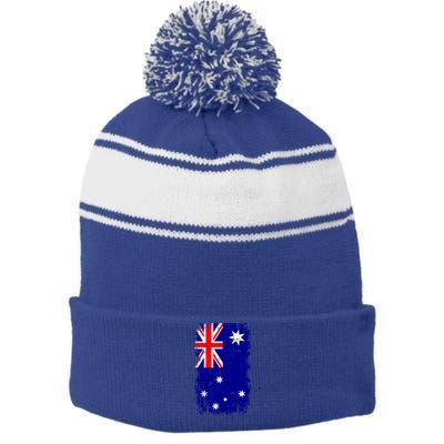 Australia Flag Gift Stripe Pom Pom Beanie