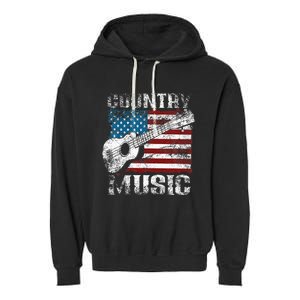 American Flag Guitar Player Funny Country Garment-Dyed Fleece Hoodie