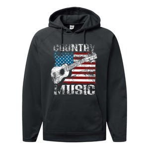 American Flag Guitar Player Funny Country Performance Fleece Hoodie