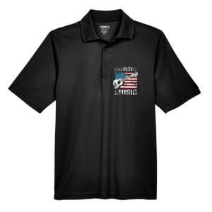 American Flag Guitar Player Funny Country Men's Origin Performance Pique Polo