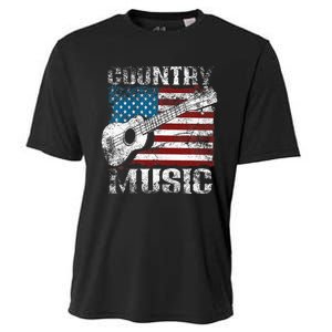 American Flag Guitar Player Funny Country Cooling Performance Crew T-Shirt