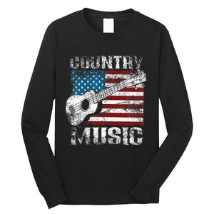 American Flag Guitar Player Funny Country Long Sleeve Shirt